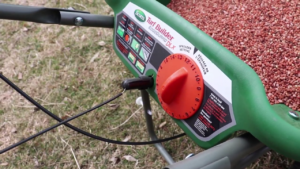 close up of controls of a seeding machine